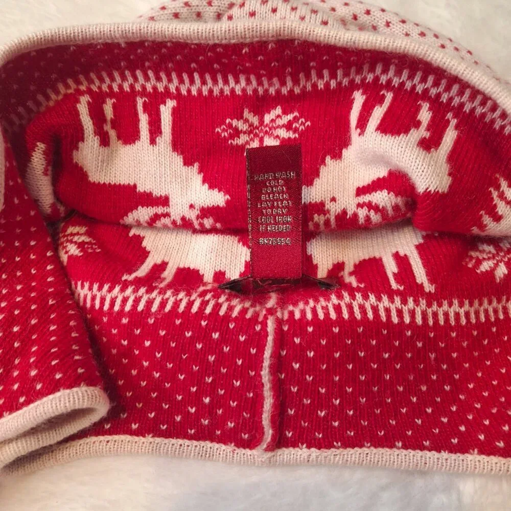 Abercrombie & Fitch Earflap Beanie Sz O/S Moose Wool Blend Pom Pom Fair Isle